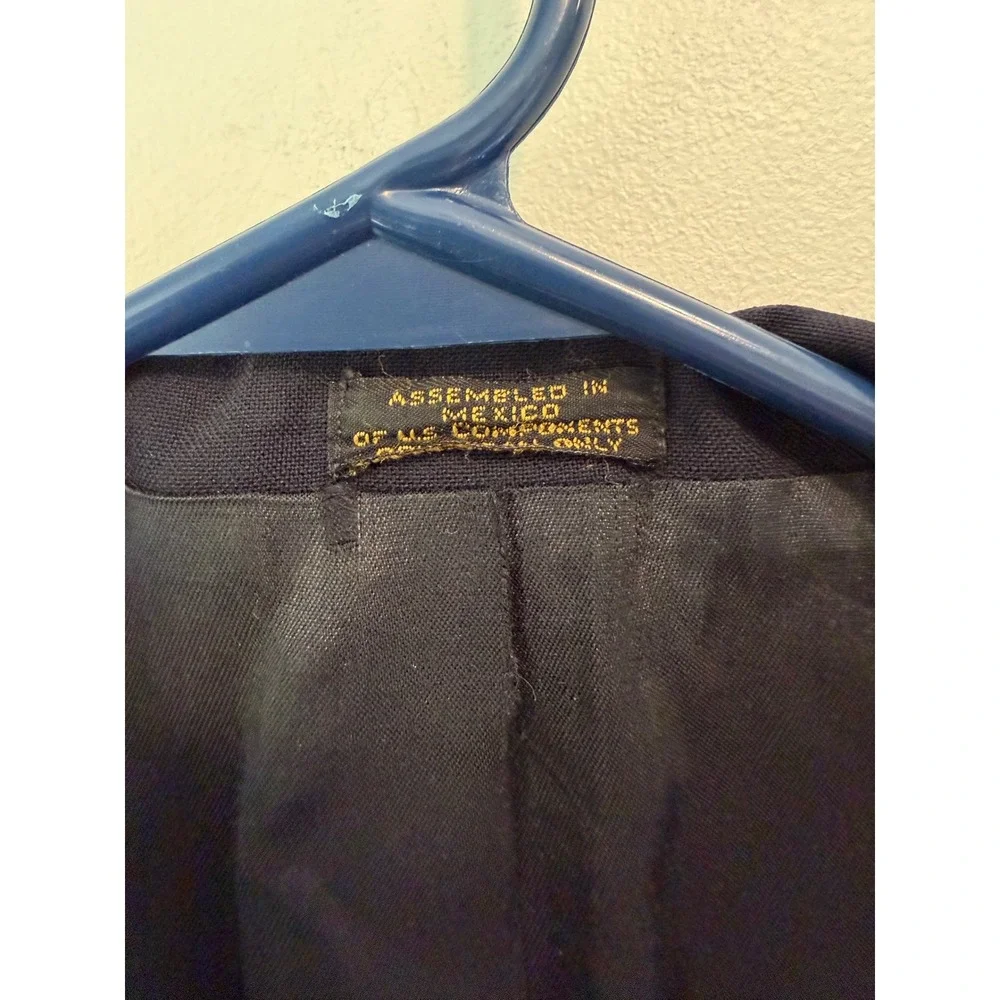 Deansgate Tailors Row‎ Mens 44L Navy Blue Worsted Wool Blazer Gold Crest Button